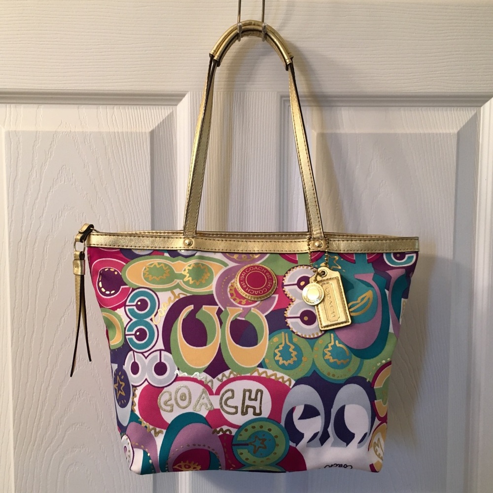Coach Poppy Graffiti Print Tote